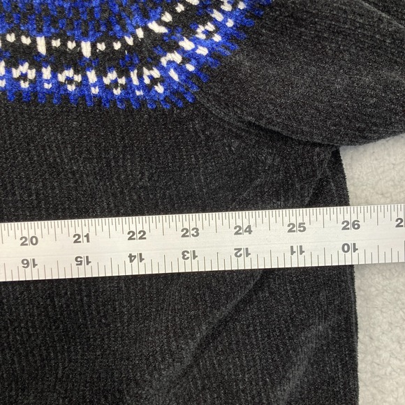 Karen Scott II Sweater Women's Plus 2X Blue Black Zip‎ Cardigan Fair Isle Soft - Picture 5 of 14